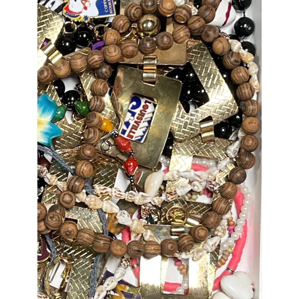 VTG - Now Repurpose Craft Jewelry Lot Beads Parts Harvest Junk Drawer Box 1#13